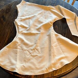 Miss Rosier Colette cream-white self-tie-ribbon flared mini dress